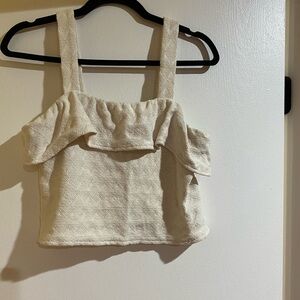 Madewell Cream Textured Crop Top